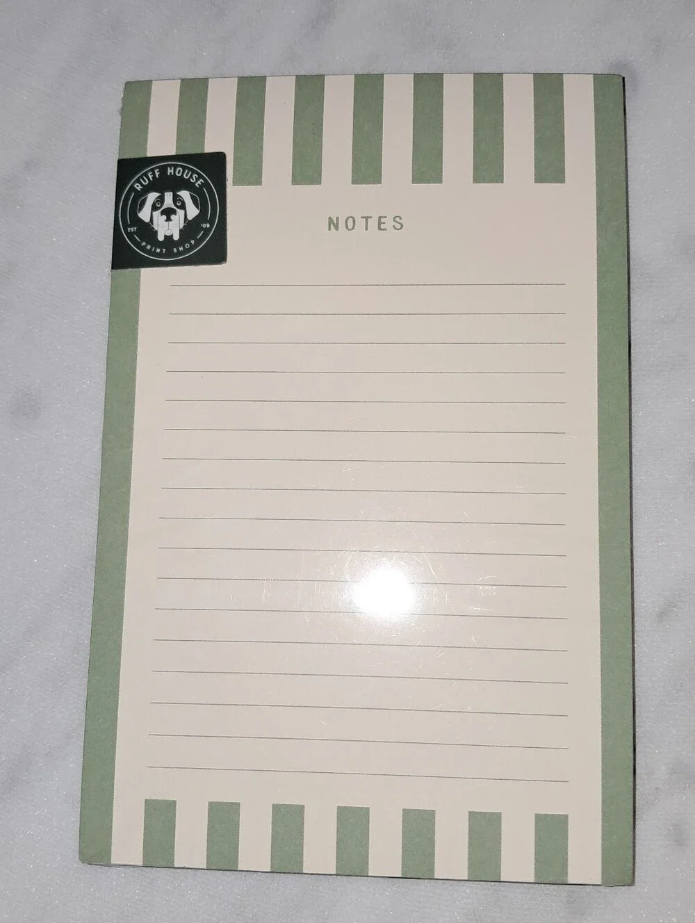 Anthropologie NWT Ruff House Stripe Vellum Notepad In Cream/Green 6.5